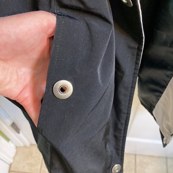 Liz Claiborne Spring All Weather Mid Length Coat Jacket Zip Removable Hood Large - Picture 9 of 9